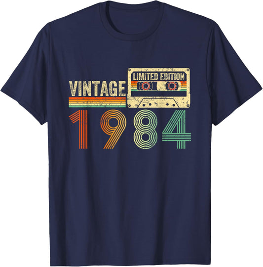 40 Year Old Gifts Vintage 1984 40th Birthday Cassette Tape T-Shirt - T-Shirt | Navy