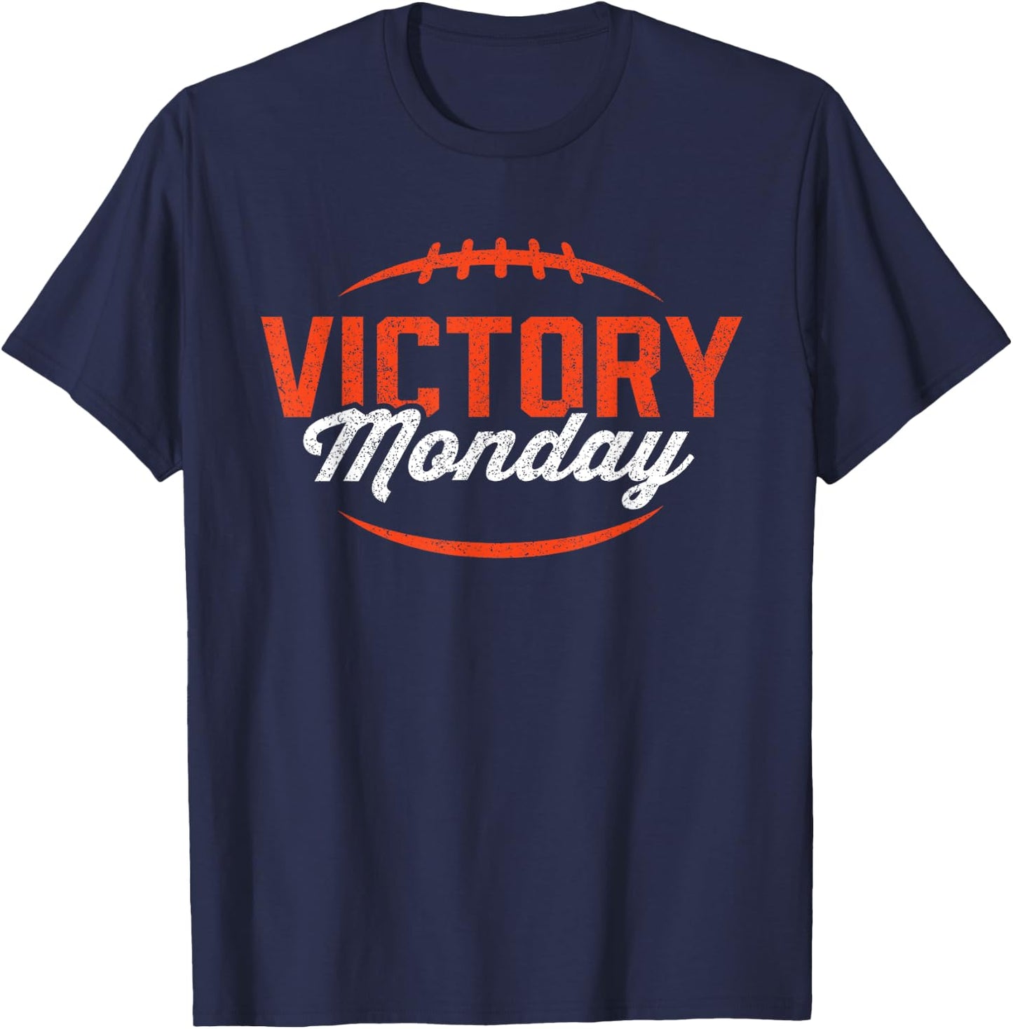 Retro Football Victory Monday Orange Text Game Day T-Shirt - T-Shirt | Navy