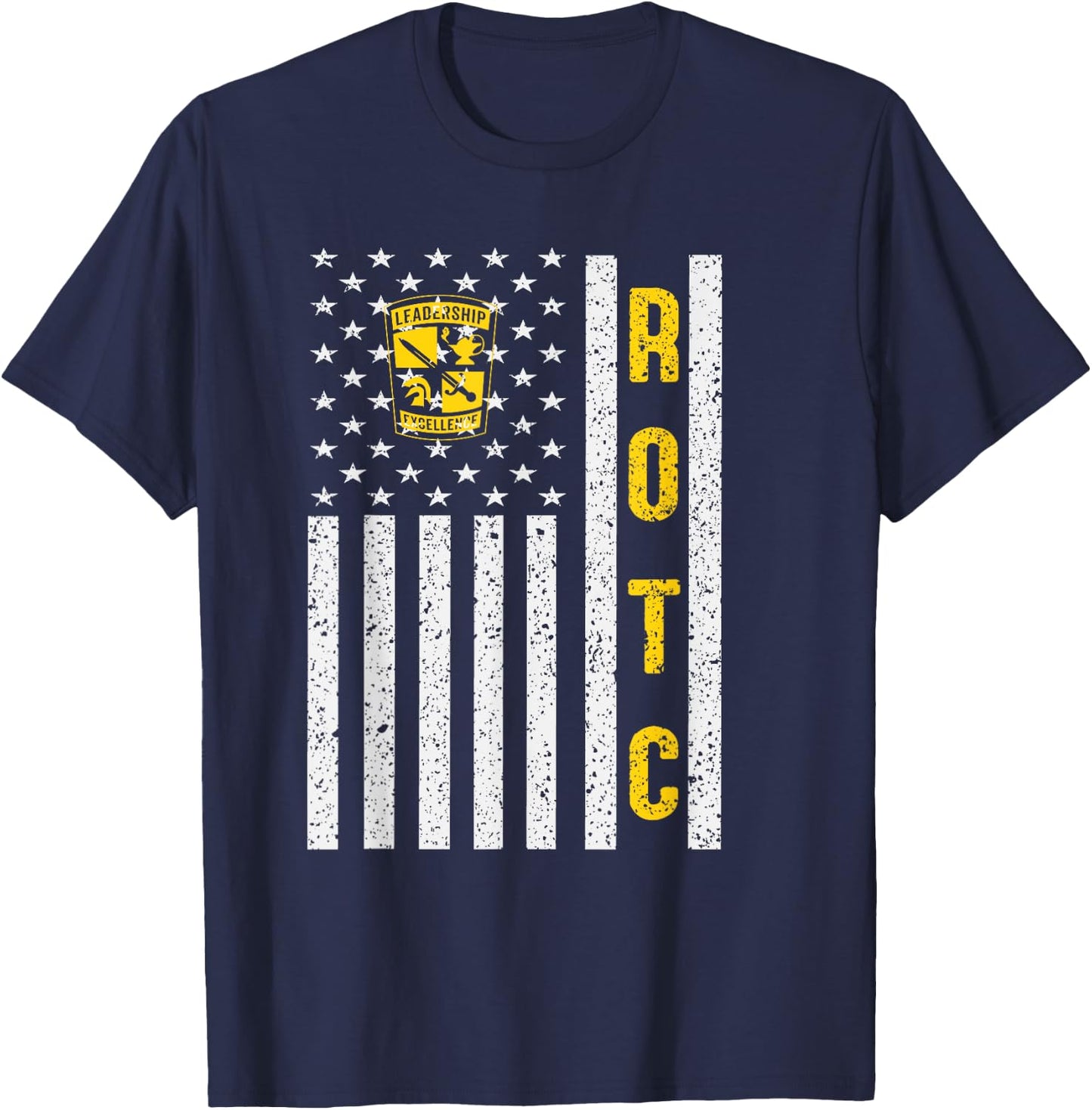 Funny Army ROTC American Flag ROTC Leadership Excellence T-Shirt - T-Shirt | Navy