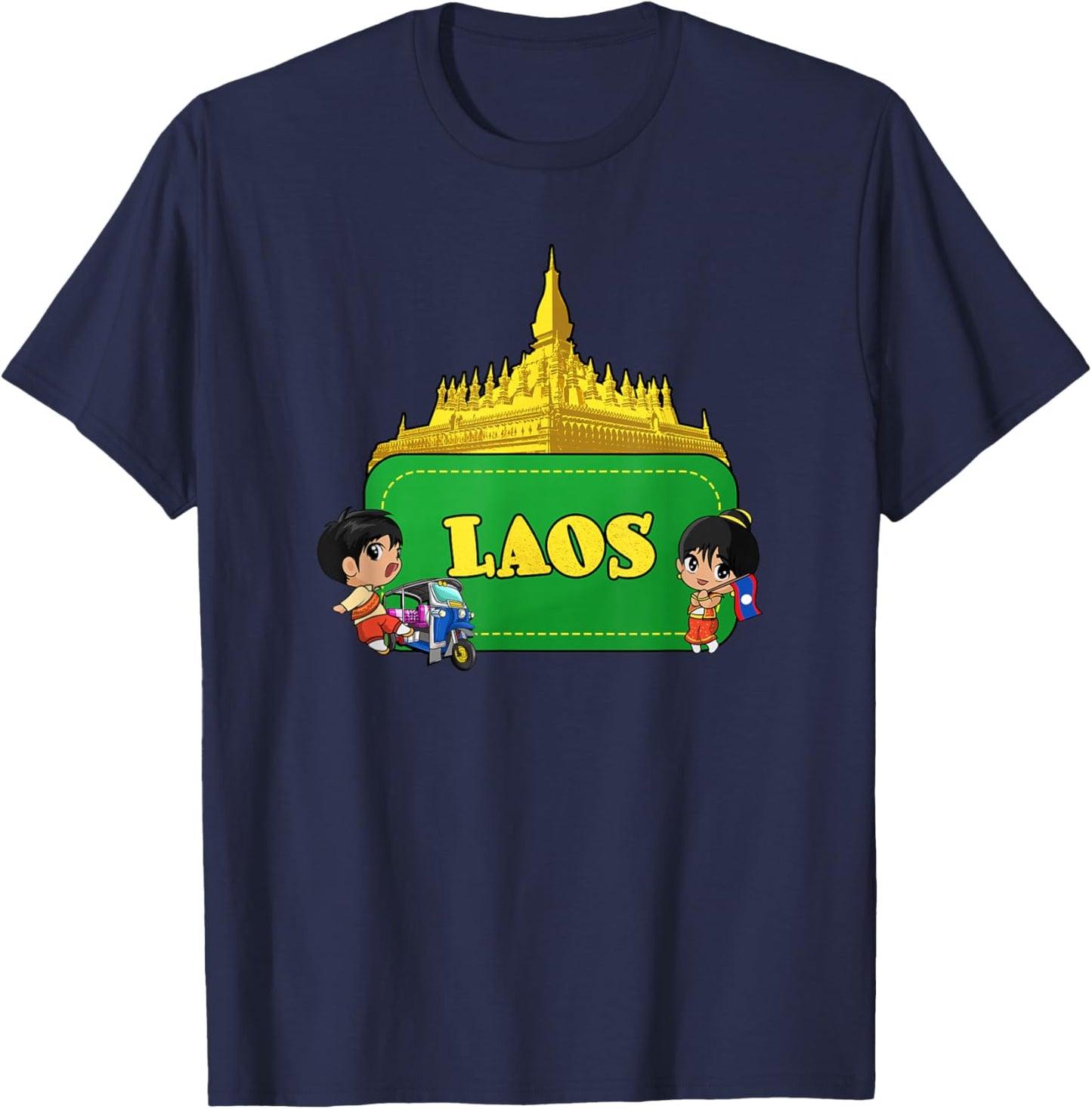 Laos Lao Laotian Proud Flag Traditional Dress Boy Girl T-Shirt - T-Shirt | Navy