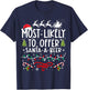 Most Likely To Offer Santa A Beer Funny Drinking Christmas T-Shirt - T-Shirt | Navy