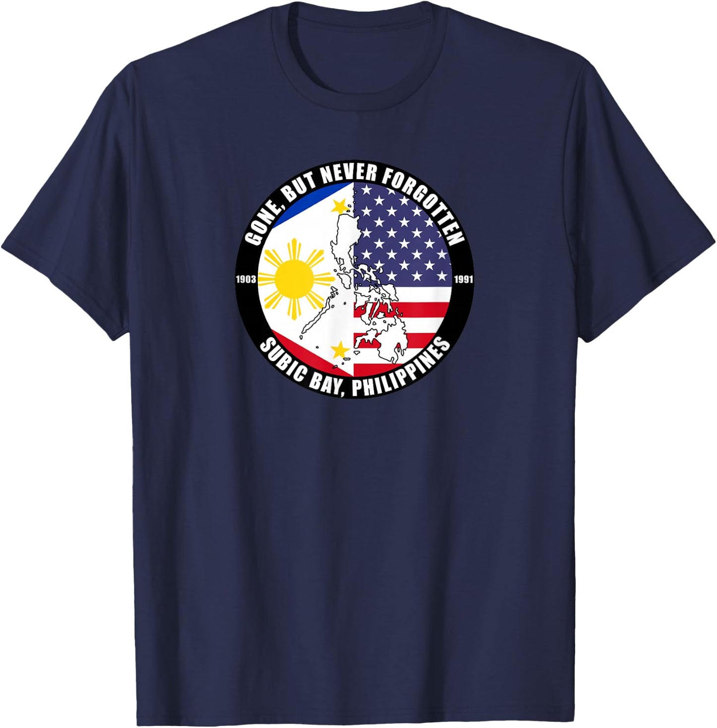 SoldierTees -Adults Subic Bay Philippines Veteran Black Small Classic Fit Short Sleeve Cotton, Polyester T-Shirt - T-Shirt | Navy
