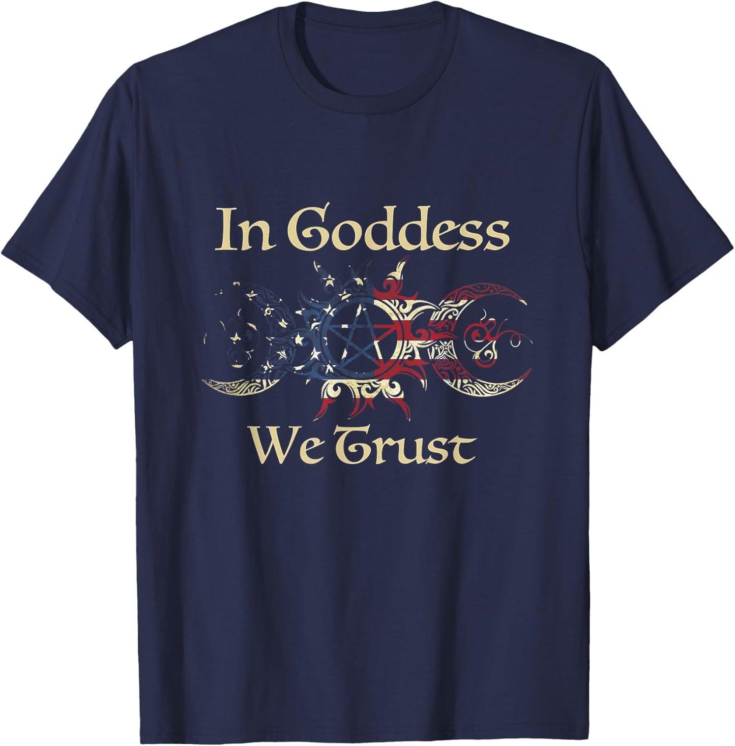 In Goddes We Trust Witch Lover American Flag 4th of July Men T-Shirt - T-Shirt | Navy