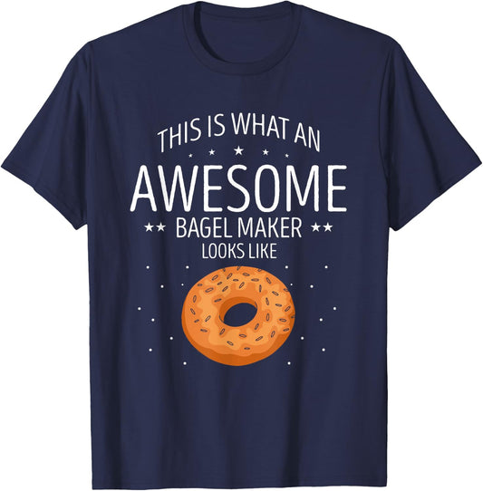 Bagel This Is What An Awesome Bagels Baker Bagel Lover T-Shirt - T-Shirt | Navy