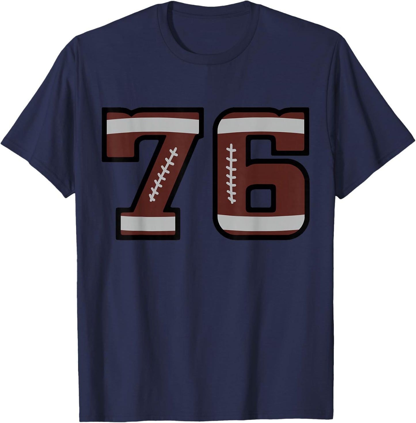 Number #76 Football Number T-Shirt - T-Shirt | Navy