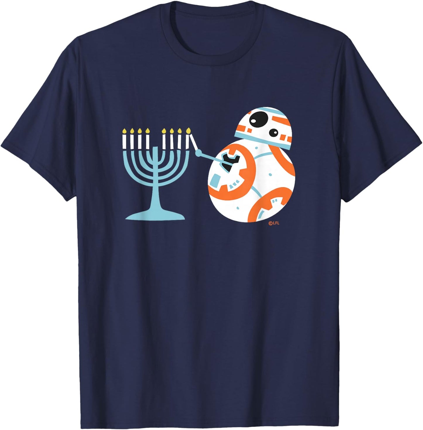Star Wars BB-8 Lighting the Hanukkah Menorah T-Shirt - T-Shirt | Navy