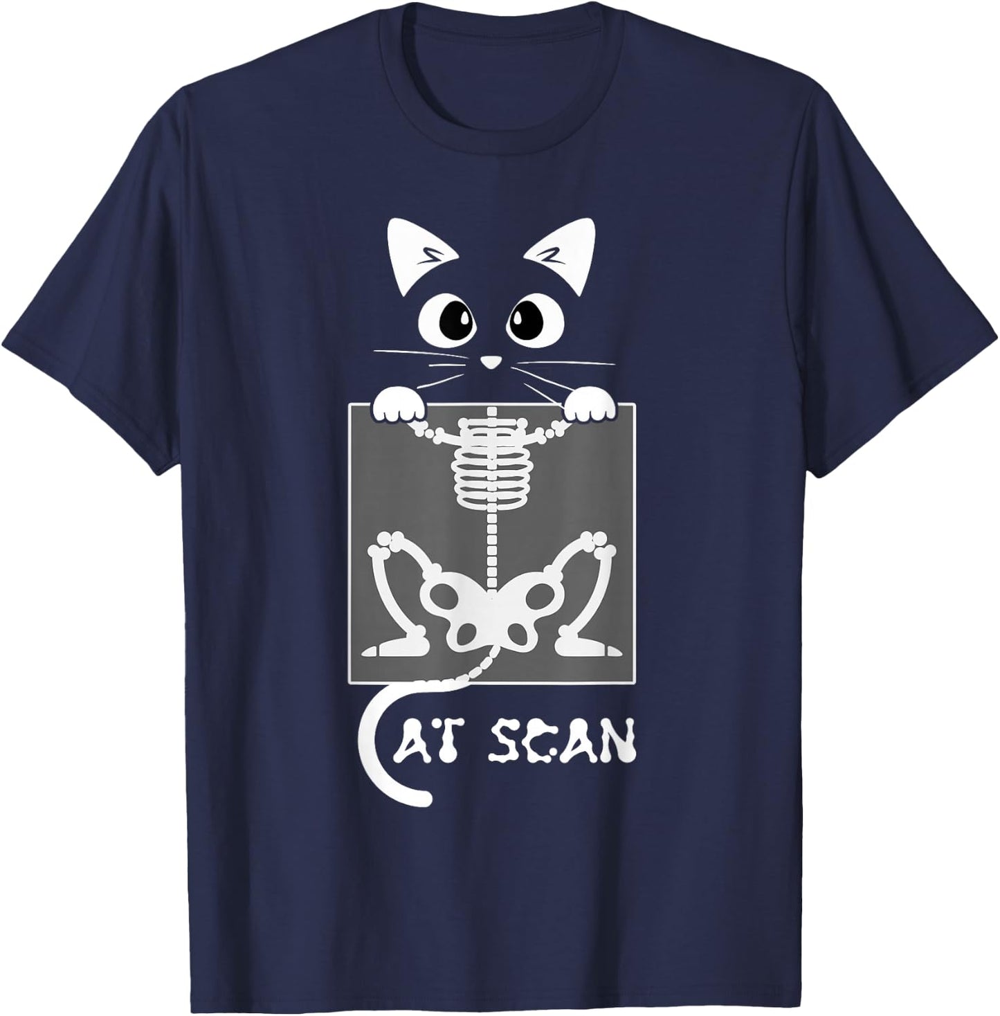 Skeleton Cat Scan Ct Scaning Funny X Ray Pun Meme Rad Tech T-Shirt - T-Shirt | Navy