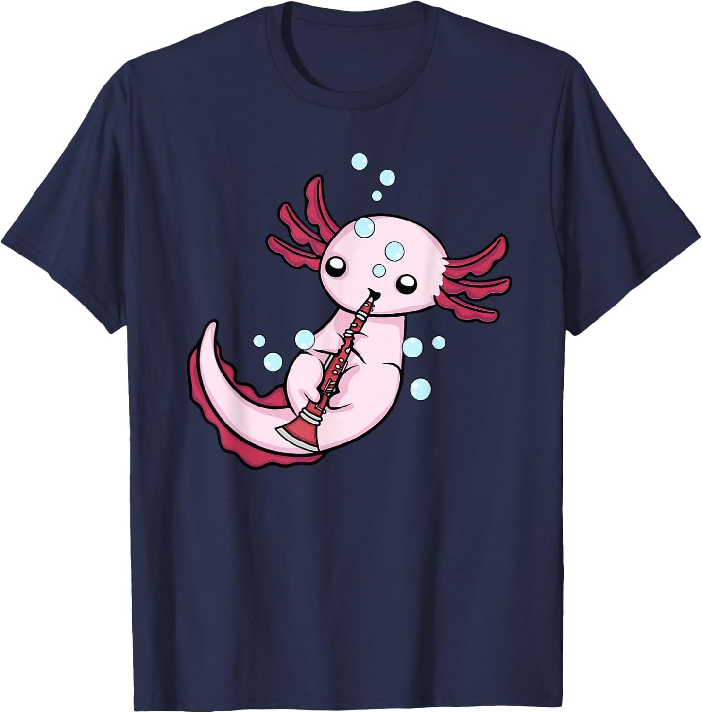 Clarinet Player Axolotl Lover Kids Big Band Music Clarinet T-Shirt - T-Shirt | Navy