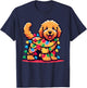Goldendoodle Christmas Tree Xmas Lights Golden Doodle Dog T-Shirt - T-Shirt | Navy