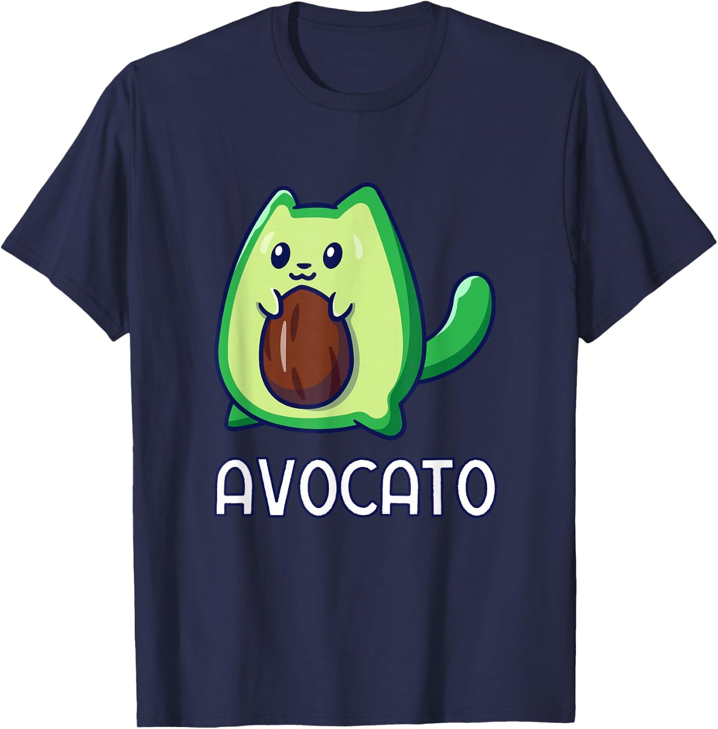 Avogato Avocado Cat Vegan T-Shirt - T-Shirt | Navy