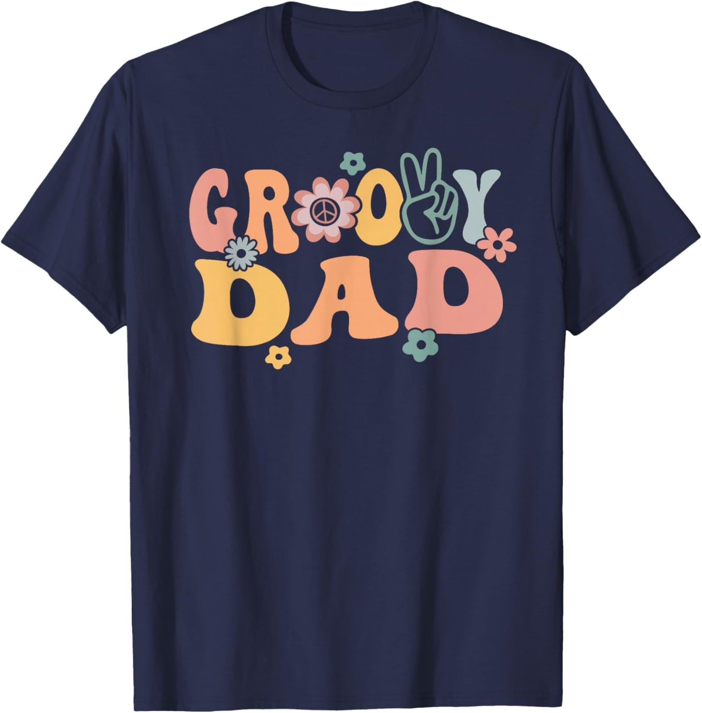Groovy Dad Retro Father Matching Family 1st Birthday Party T-Shirt - T-Shirt | Navy