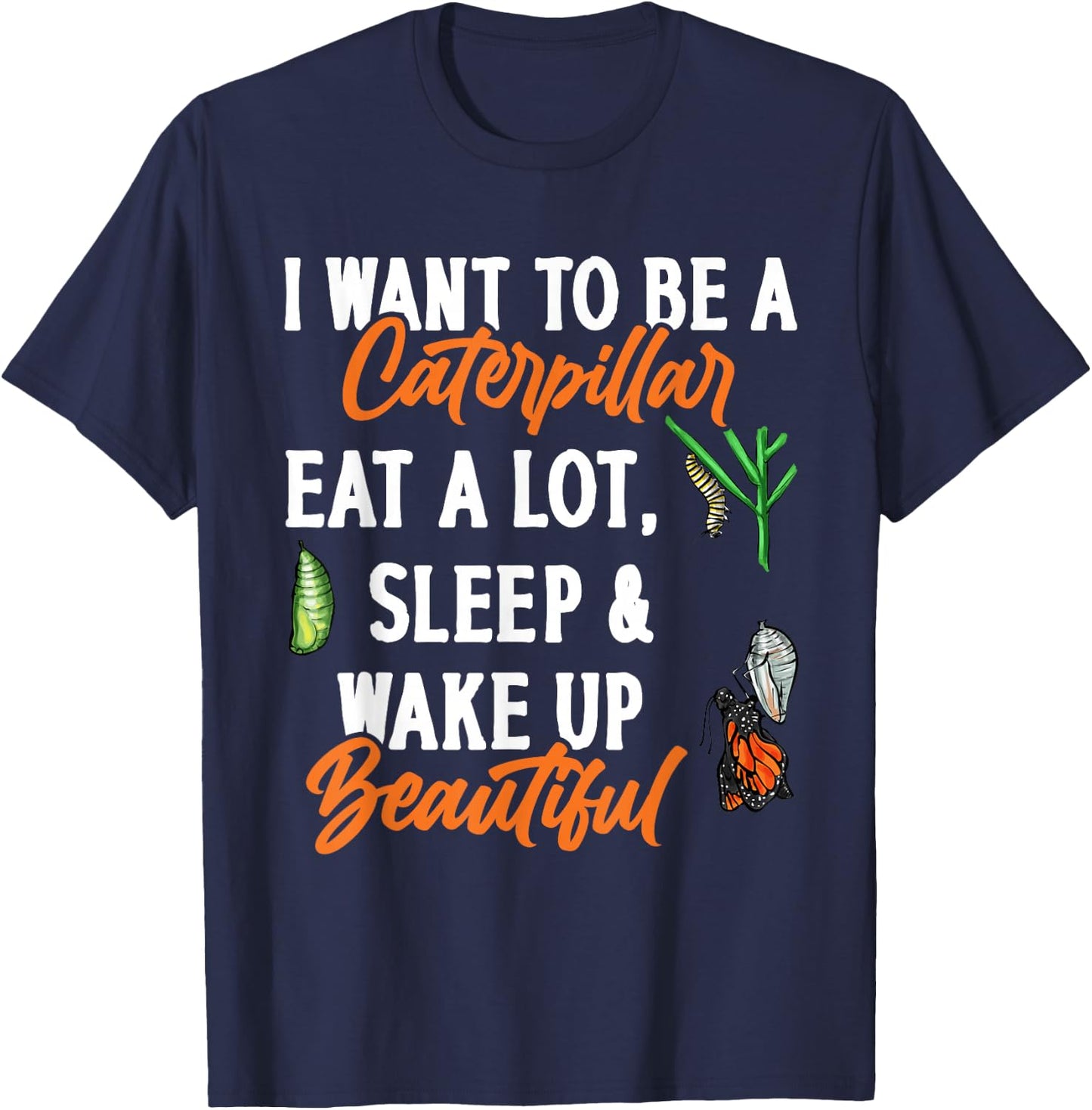 Monarch Butterfly Caterpillar Insect Collector Entomologist T-Shirt - T-Shirt | Navy
