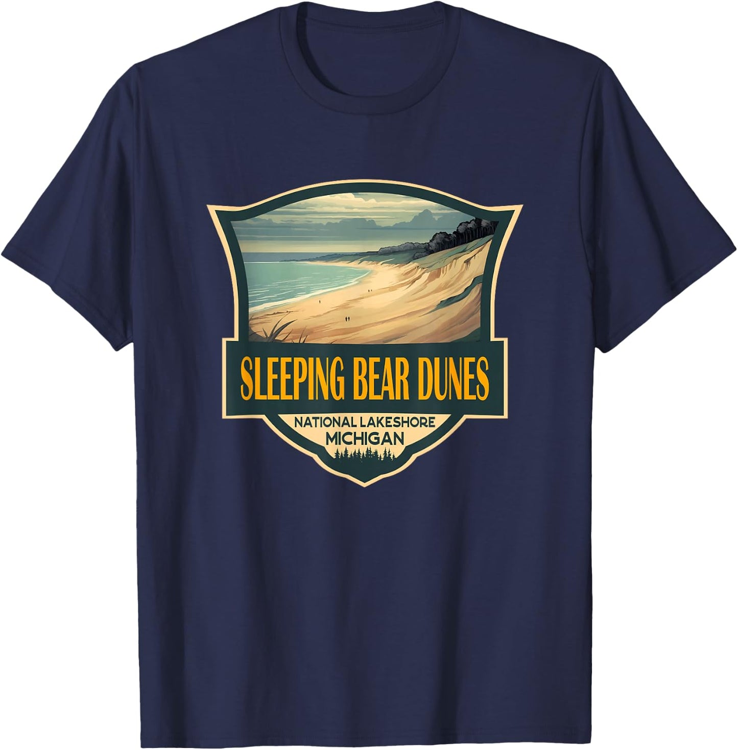 Sleeping Bear Dunes National Lakeshore Travel Retro Badge T-Shirt - T-Shirt | Navy