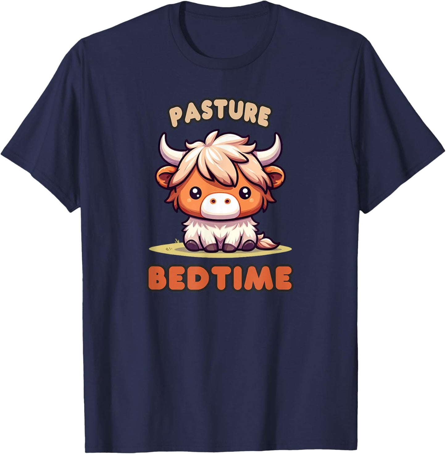 Pasture Bedtime Micro Mini Highland Cow Cute Calf Funny Moo T-Shirt - T-Shirt | Navy