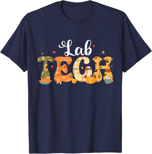 Lab Tech Laboratory Technician Fall Thanksgiving Halloween T-Shirt - T-Shirt | Navy