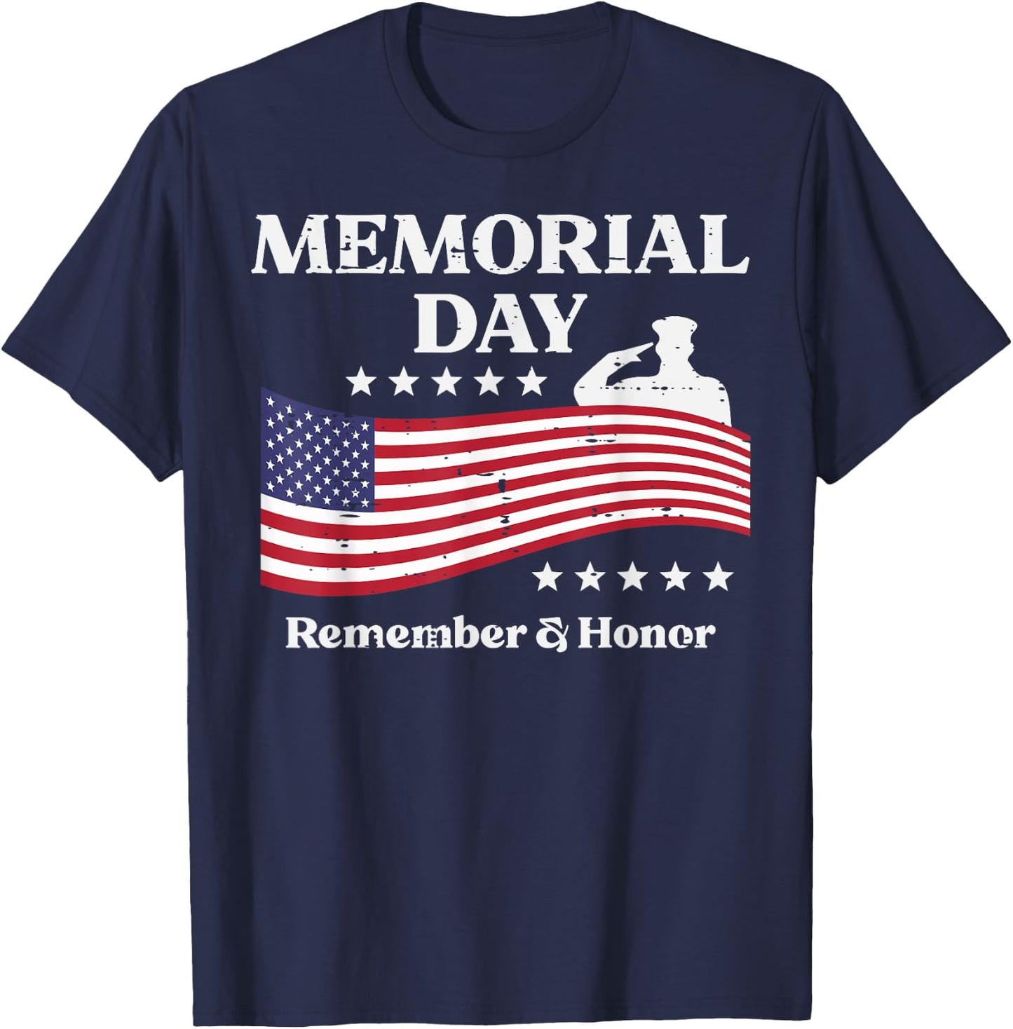 Memorial Day USA Flag Remember Honor Patriot Men Women Kids T-Shirt - T-Shirt | Navy