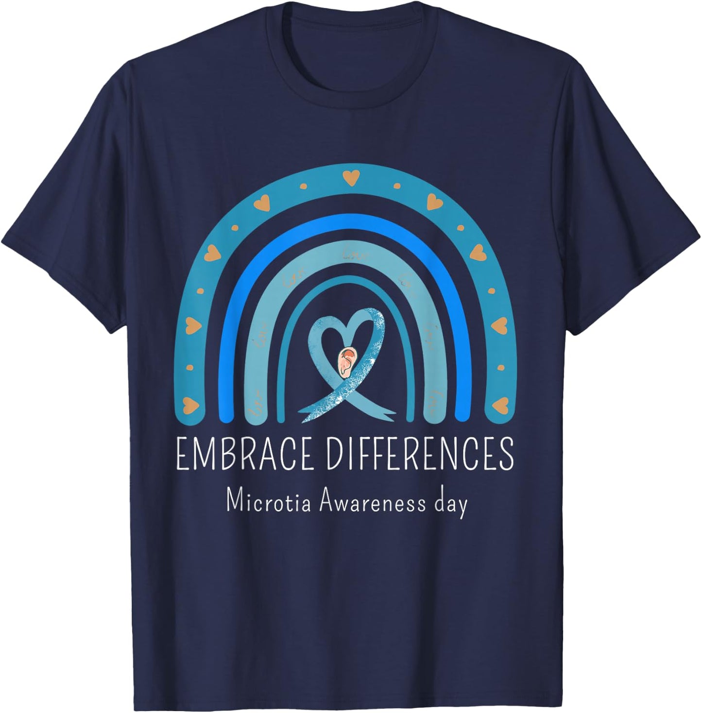 Microtia National Awareness Day Blue Ribbon Microtia Support T-Shirt - T-Shirt | Navy