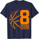 8 Years of Being Awesome Basketball 8th Birthday T-Shirt - T-Shirt | Navy