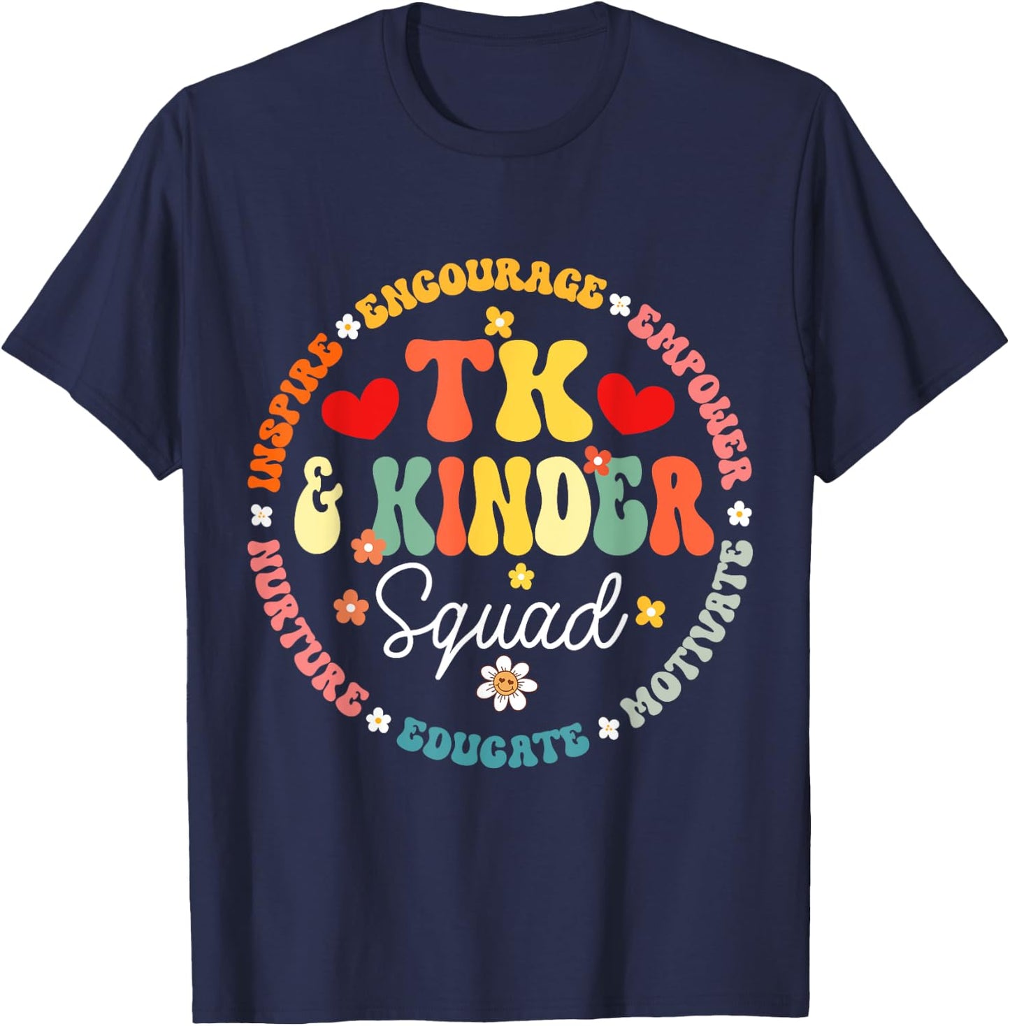 TK And Kinder Squad Transitional Kindergarten Teacher Men Women Girls Kids T-Shirt - T-Shirt | Navy