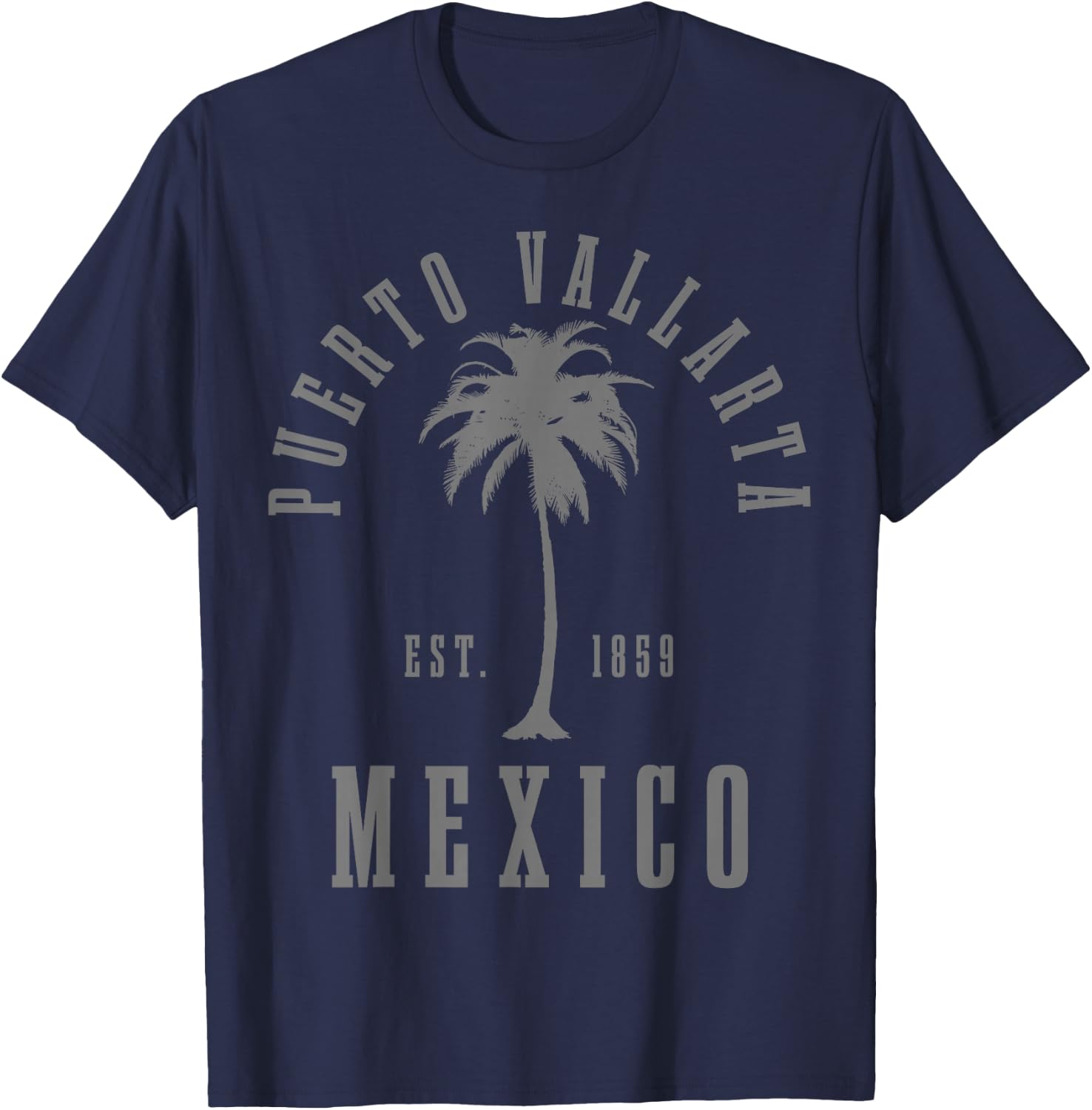 Puerto Vallarta Mexico Palm Tree Vintage Mexican T-Shirt - T-Shirt | Navy