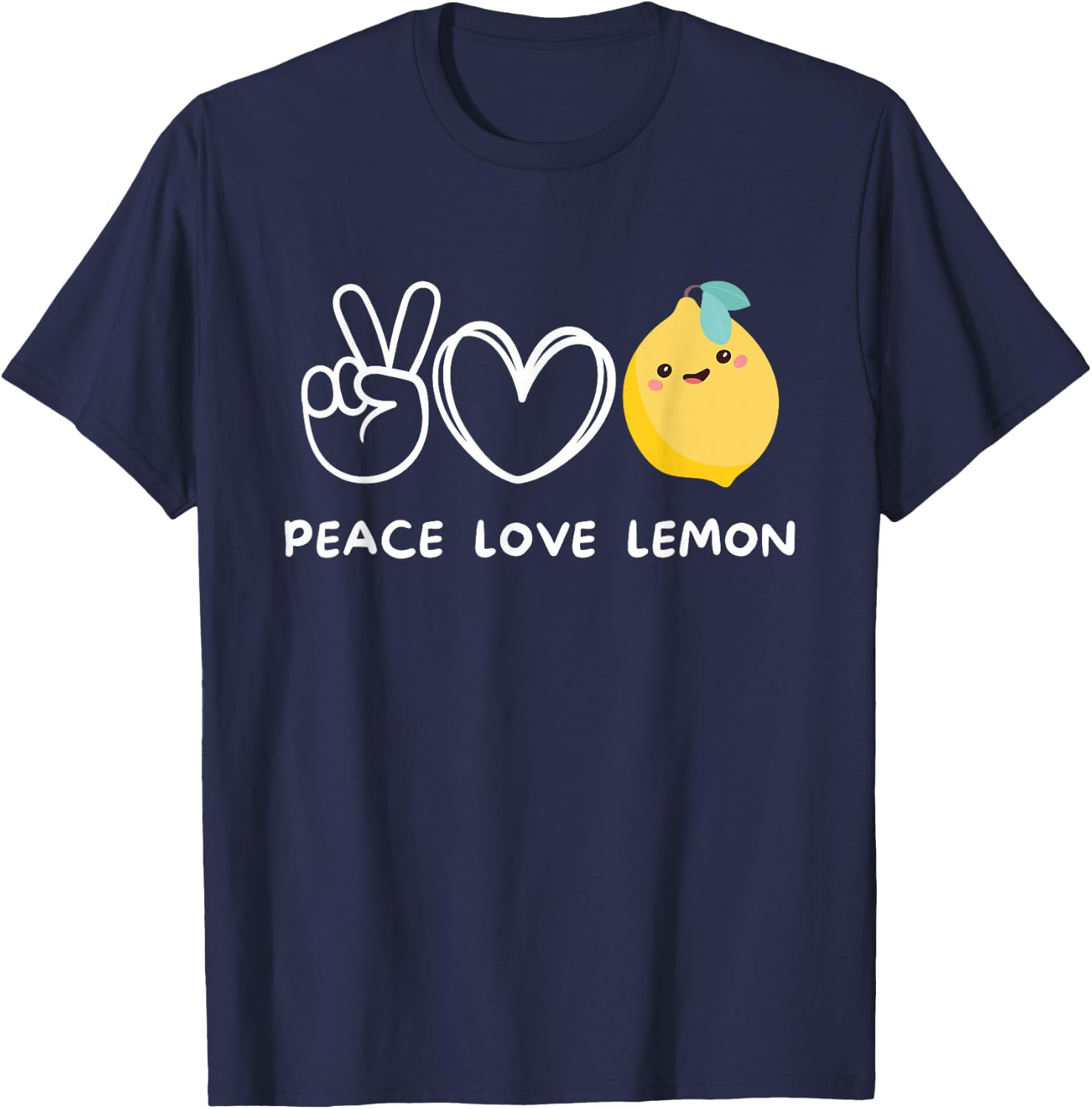Peace, Love Lemon Retro Lemon Lover Fruit Lover T-Shirt - T-Shirt | Navy