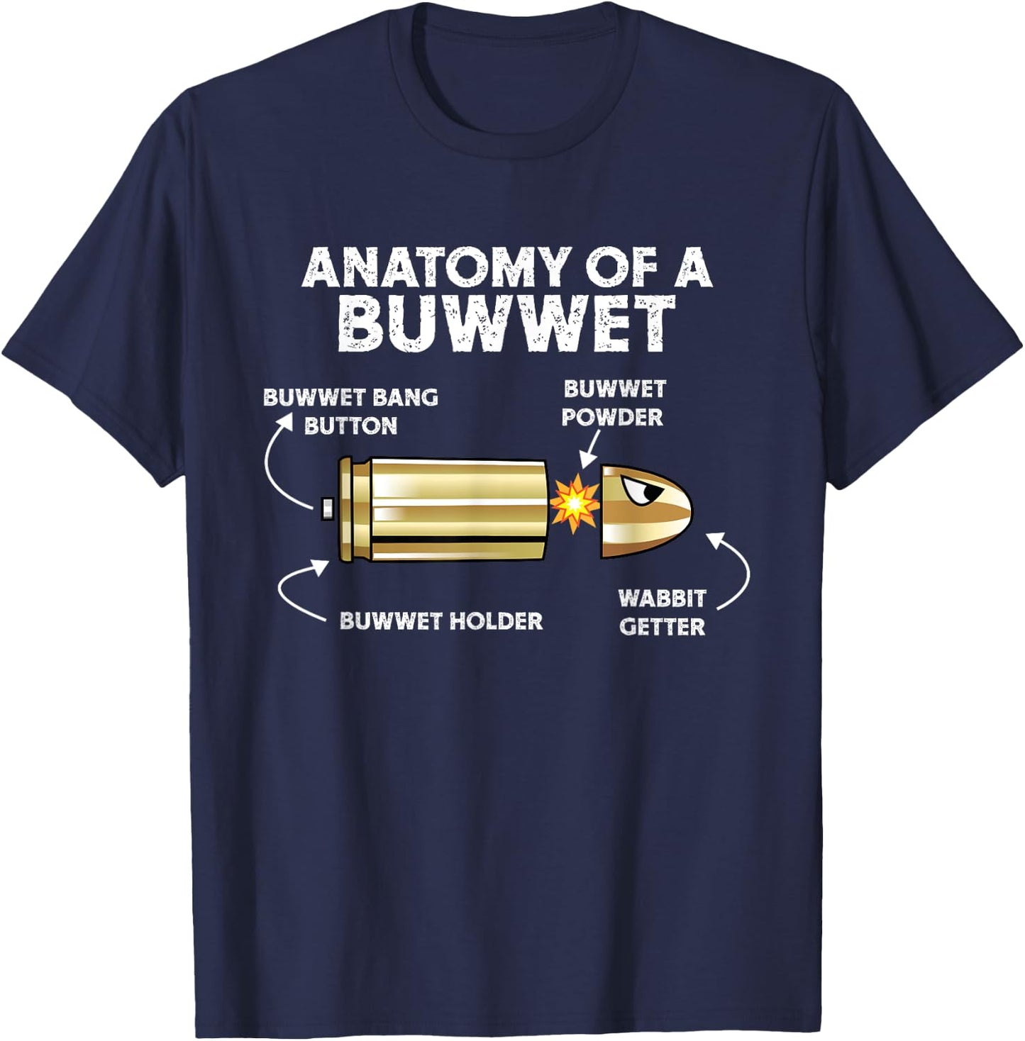 Funny Pew Pew Bullet Anatomy Cartoon Rabbit Getter T-Shirt - T-Shirt | Navy