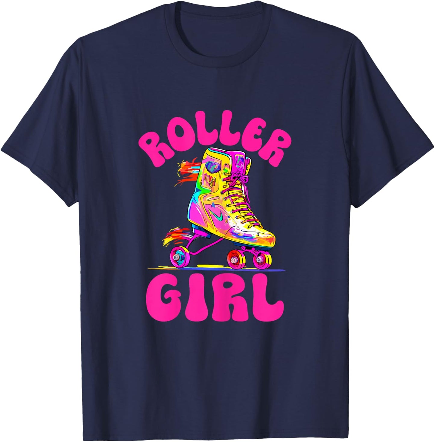 Roller Derby Roller Girl Skating Skater Skate Retro T-Shirt - T-Shirt | Navy