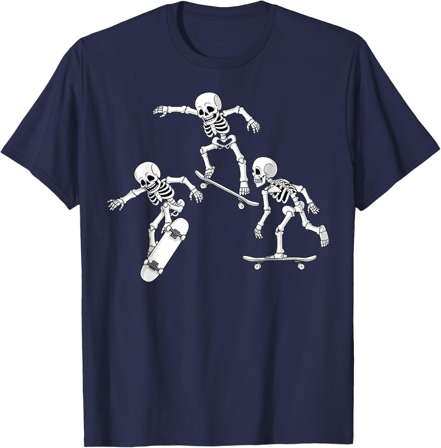 Skateboarding Skeletons Halloween Skater Boys Kids Skate T-Shirt - T-Shirt | Navy