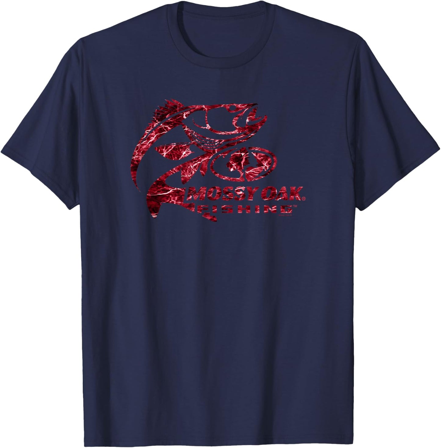 Mossy Oak Fishing Bass Target Ocean Outdoors Red Logo T-Shirt - T-Shirt | Navy