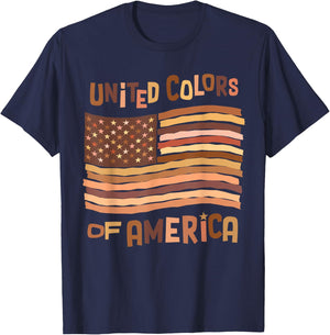 United Colors of America Black History Month Brown USA Flag T-Shirt - T-Shirt | Navy