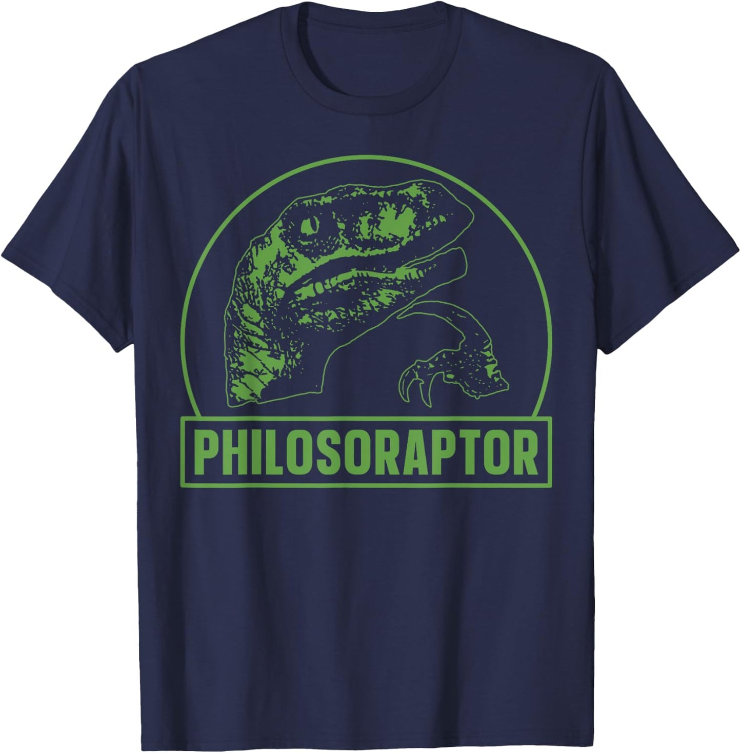 Philosoraptor Funny Philosophy Meme Velociraptor Dinosaur T-Shirt - T-Shirt | Navy