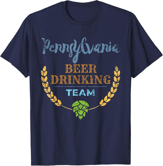 Pennsylvania Beer Drinking Team Vintage Style T-Shirt - T-Shirt | Navy