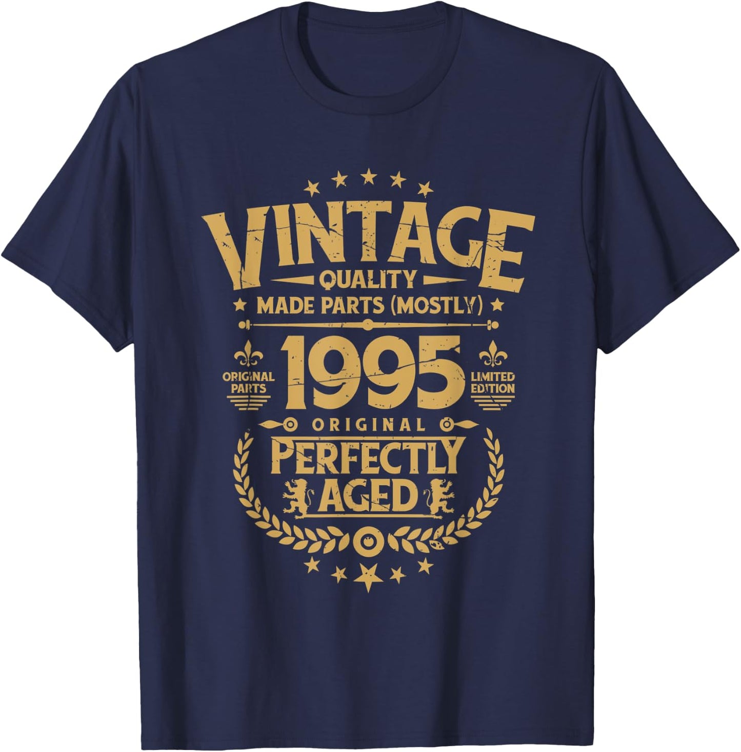 Vintage Birthday Funny Shirt 1995 Perfectly Aged T-Shirt - T-Shirt | Navy