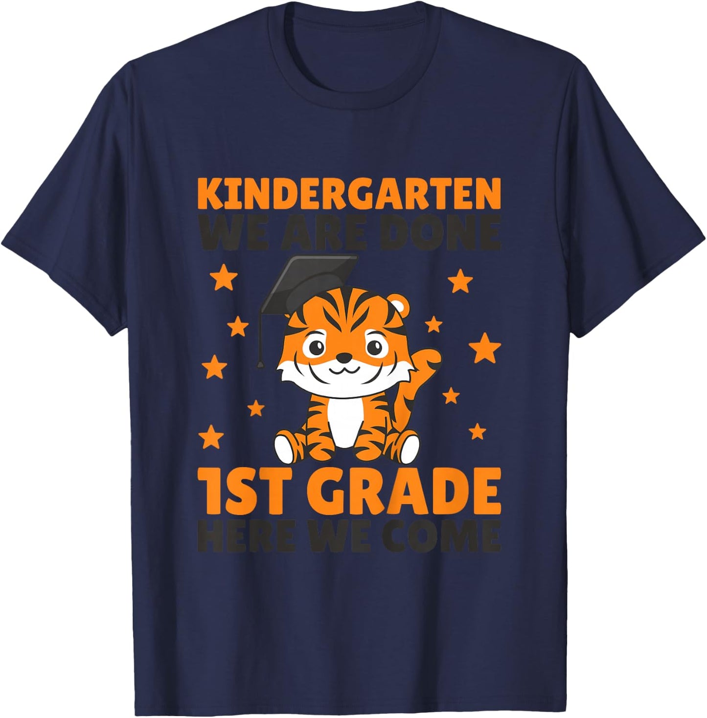 Kids Kindergarten Graduate Tiger Graduation T-Shirt - T-Shirt | Navy