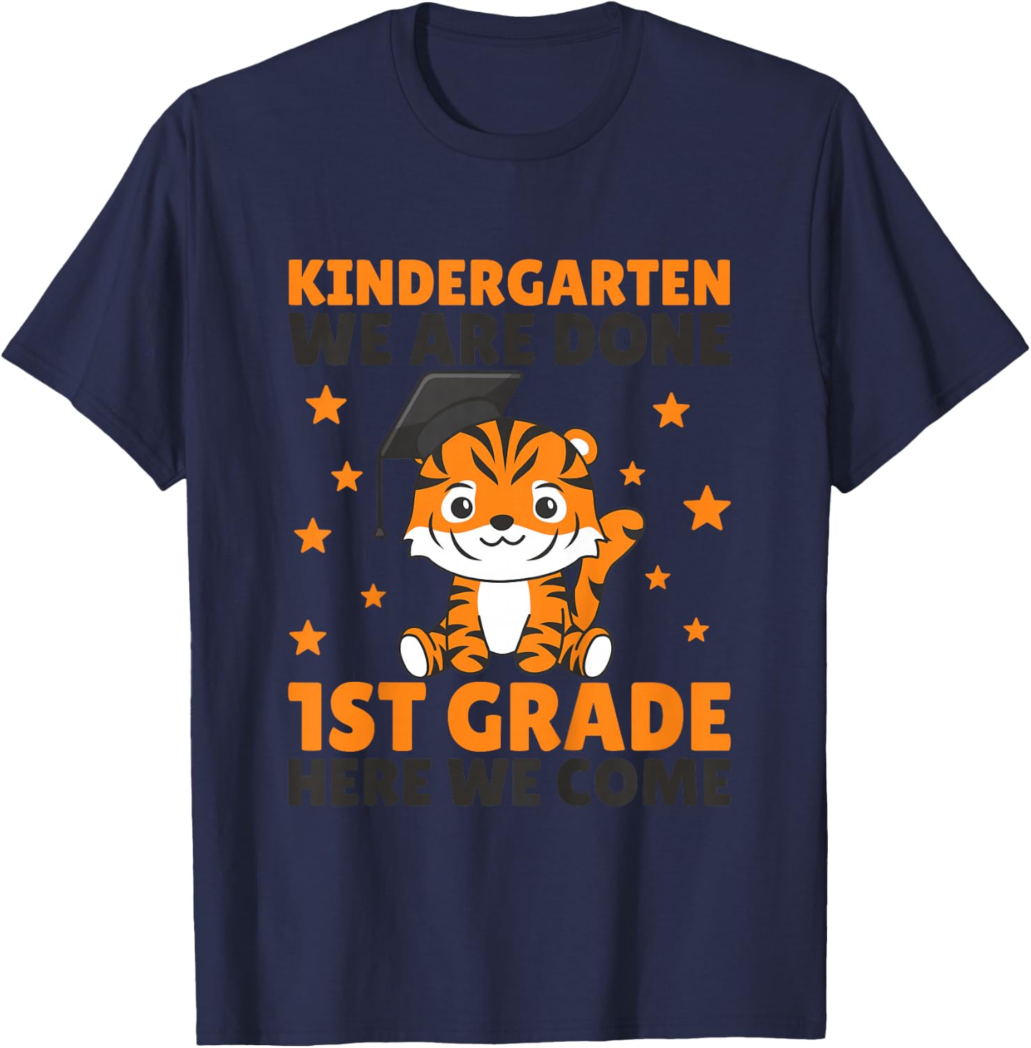 Kids Kindergarten Graduate Tiger Graduation T-Shirt - T-Shirt | Navy