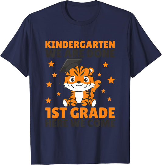 Kids Kindergarten Graduate Tiger Graduation T-Shirt - T-Shirt | Navy