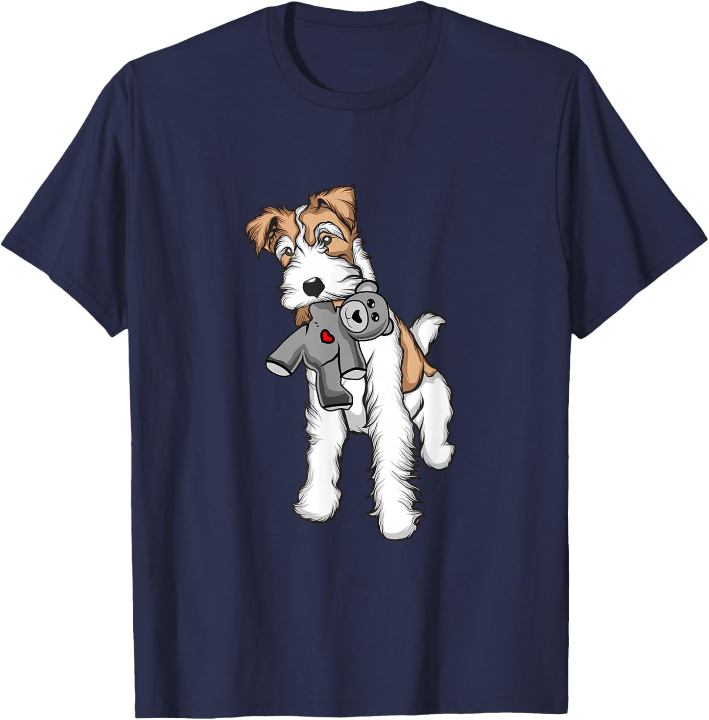 Wire Fox Terrier Plush Mix Stuffed Animal | Fox Terrier T-Shirt - T-Shirt | Navy