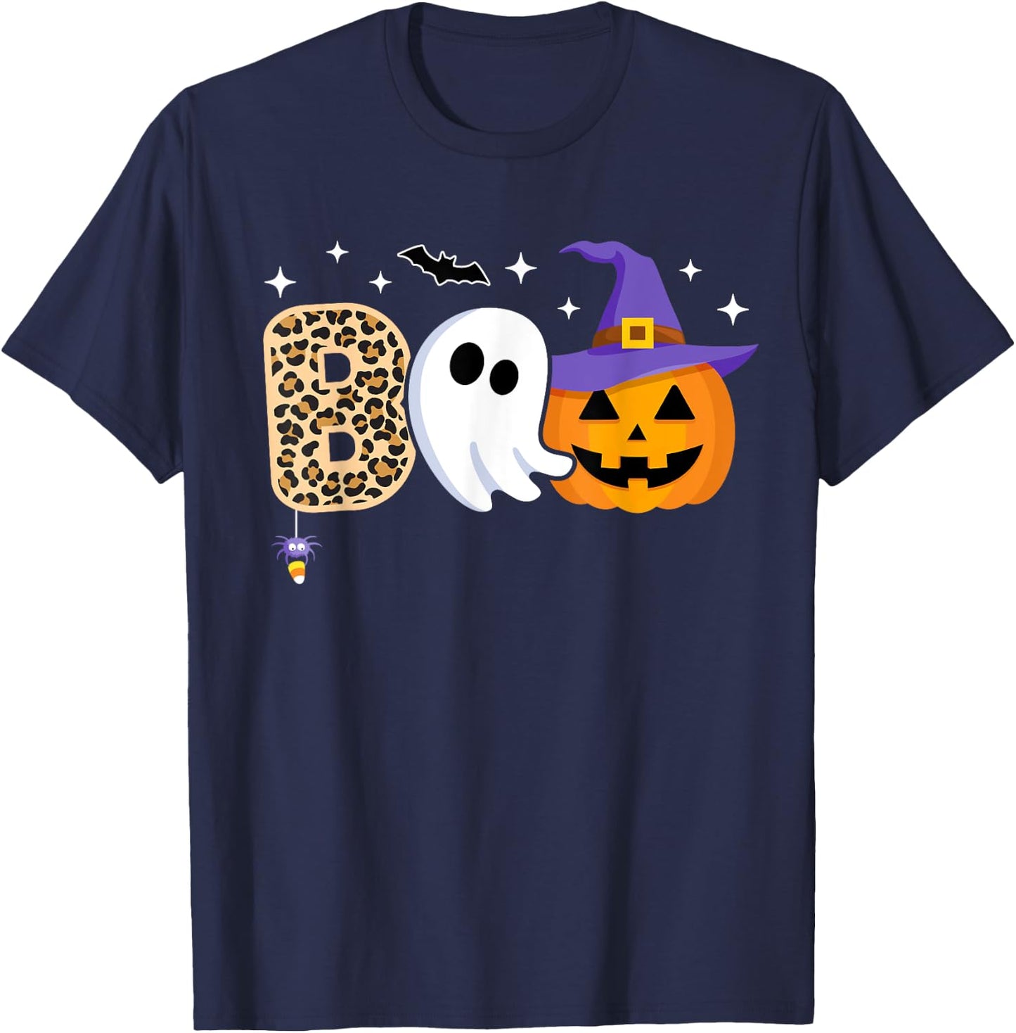 Halloween Boo Spooky Season Ghost Witch Women Toddler Girls T-Shirt - T-Shirt | Navy