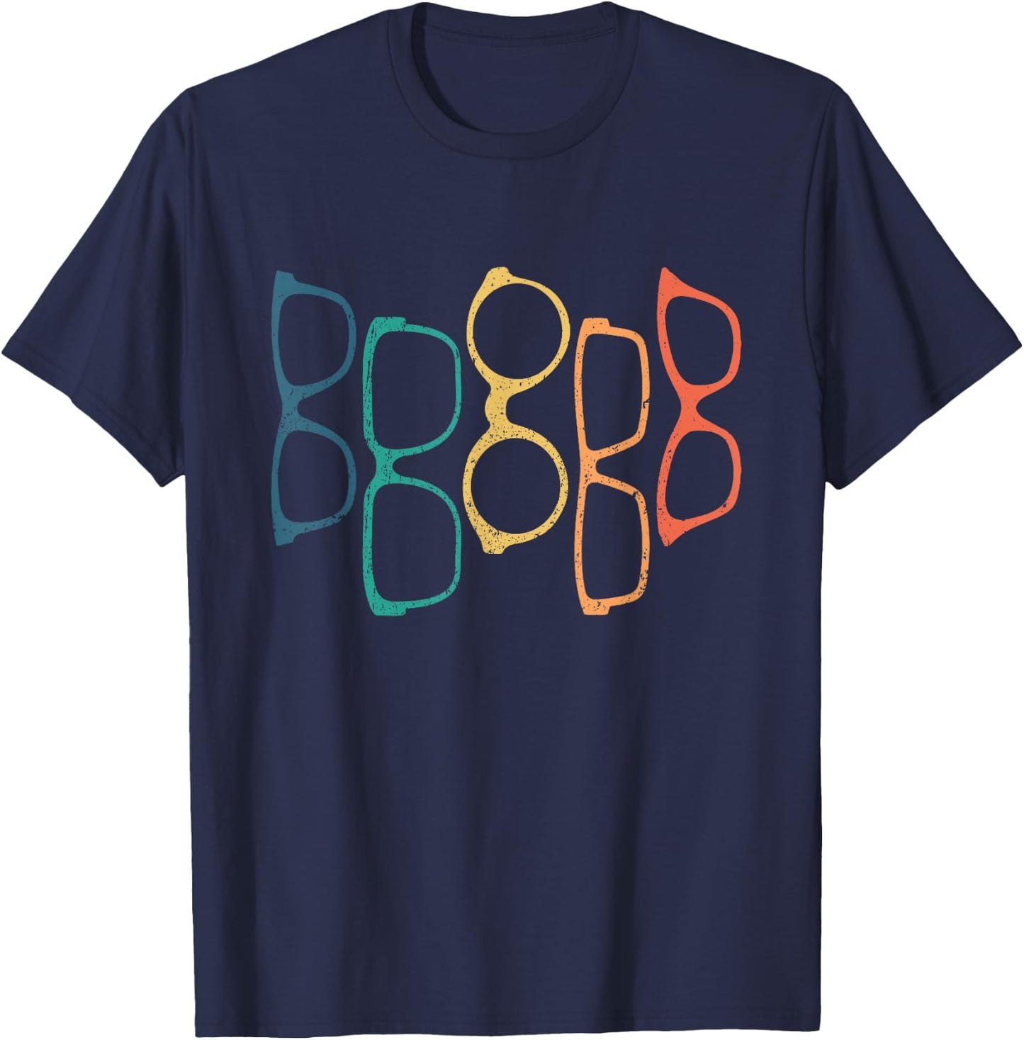 Retro Eyeglasses Eye Glass Doctor Glasses Wearer Optician T-Shirt - T-Shirt | Navy