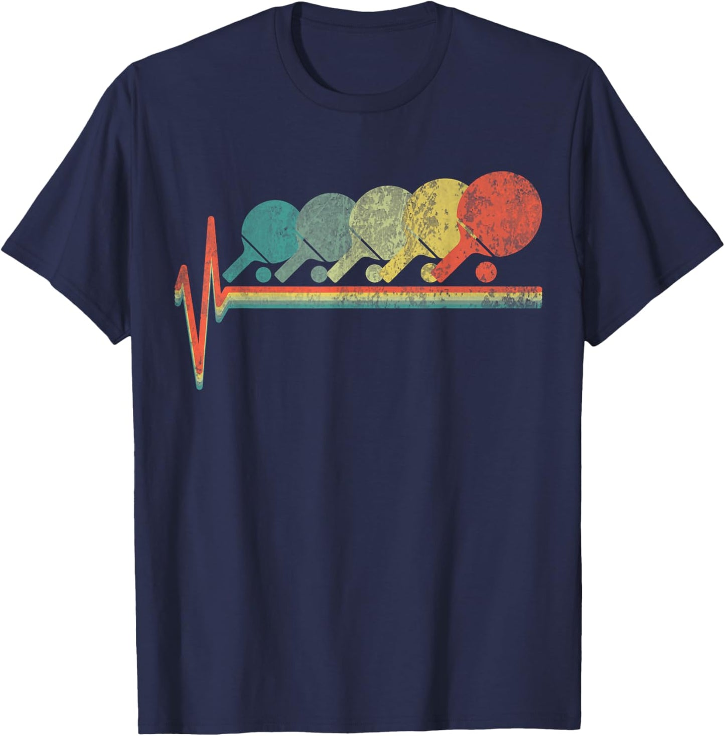 Vintage Ping Pong Paddle Table Tennis Funny 70s Women Men T-Shirt - T-Shirt | Navy