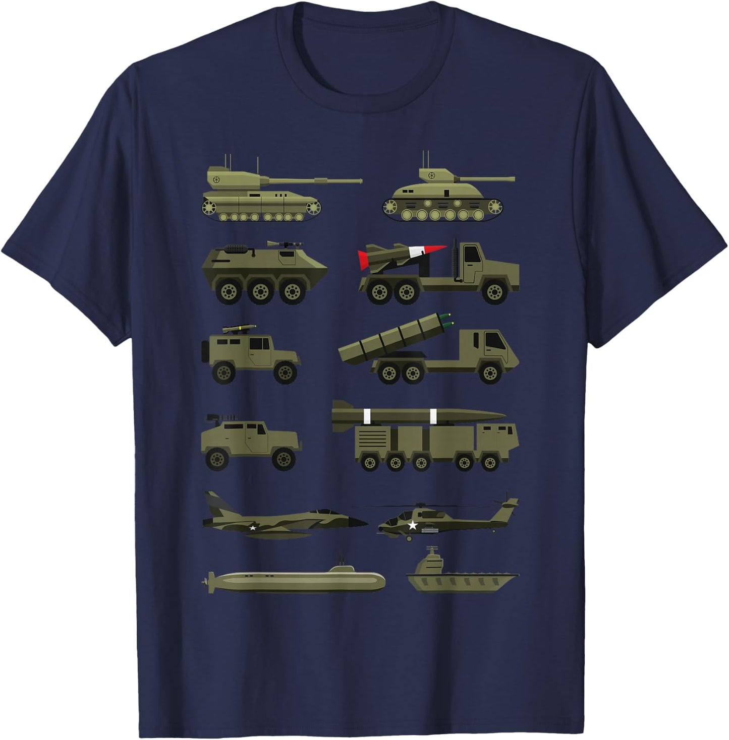Military Vehicles, Military Boy and Girl Tank Lover T-Shirt - T-Shirt | Navy