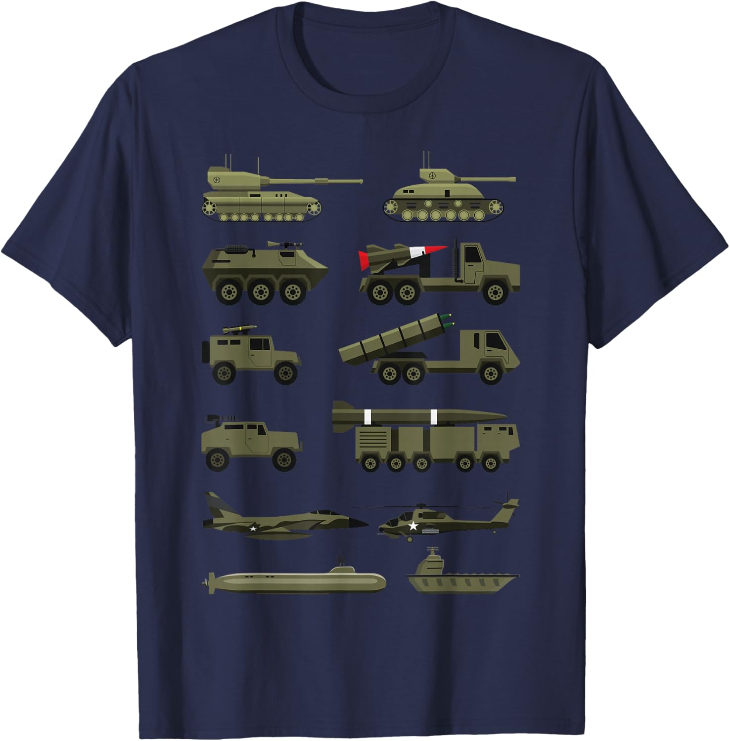 Military Vehicles, Military Boy and Girl Tank Lover T-Shirt - T-Shirt | Navy