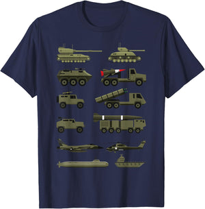Military Vehicles, Military Boy and Girl Tank Lover T-Shirt - T-Shirt | Navy