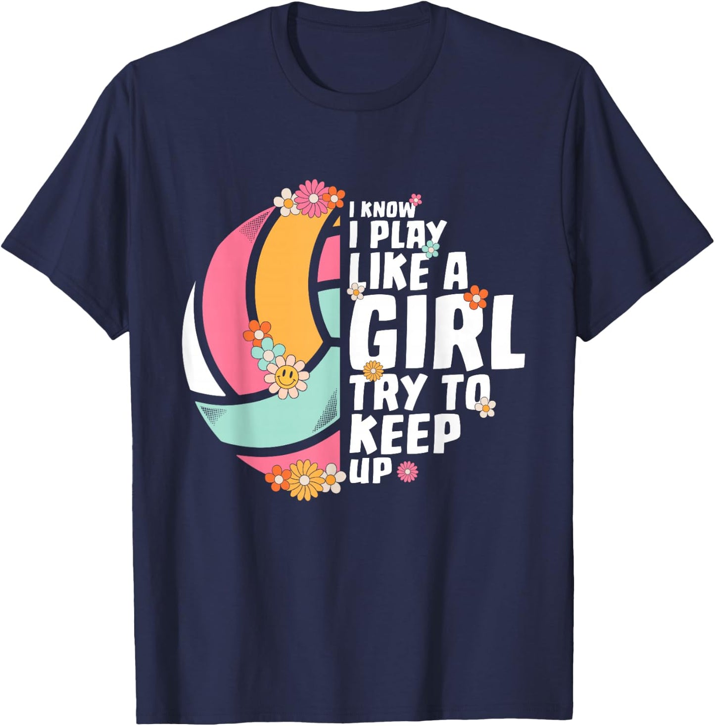 Volleyball Shirt Teen Girls Women College Volleyball Lover T-Shirt - T-Shirt | Navy