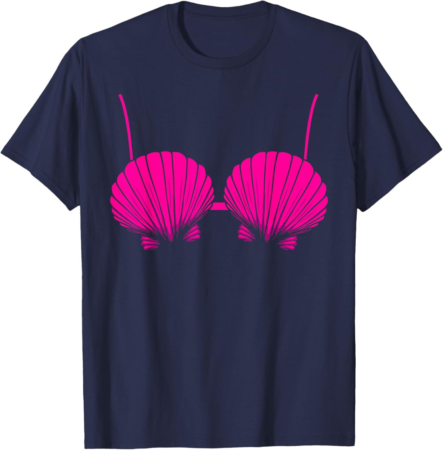Seashell Mermaid Bra Brassiere Bikini Clam Shell T-Shirt - T-Shirt | Navy