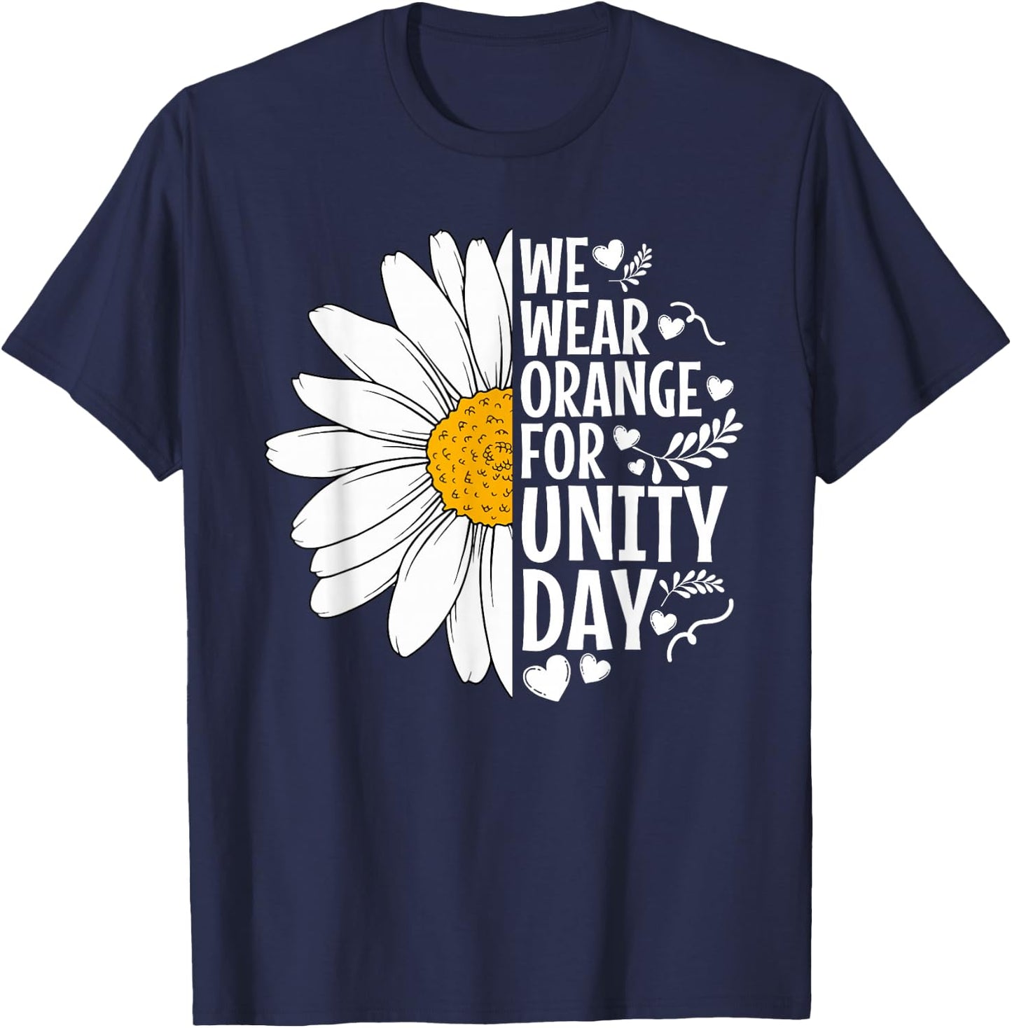 We Wear Orange For Unity Day Daisy Anti Bullying Orange T-Shirt - T-Shirt | Navy