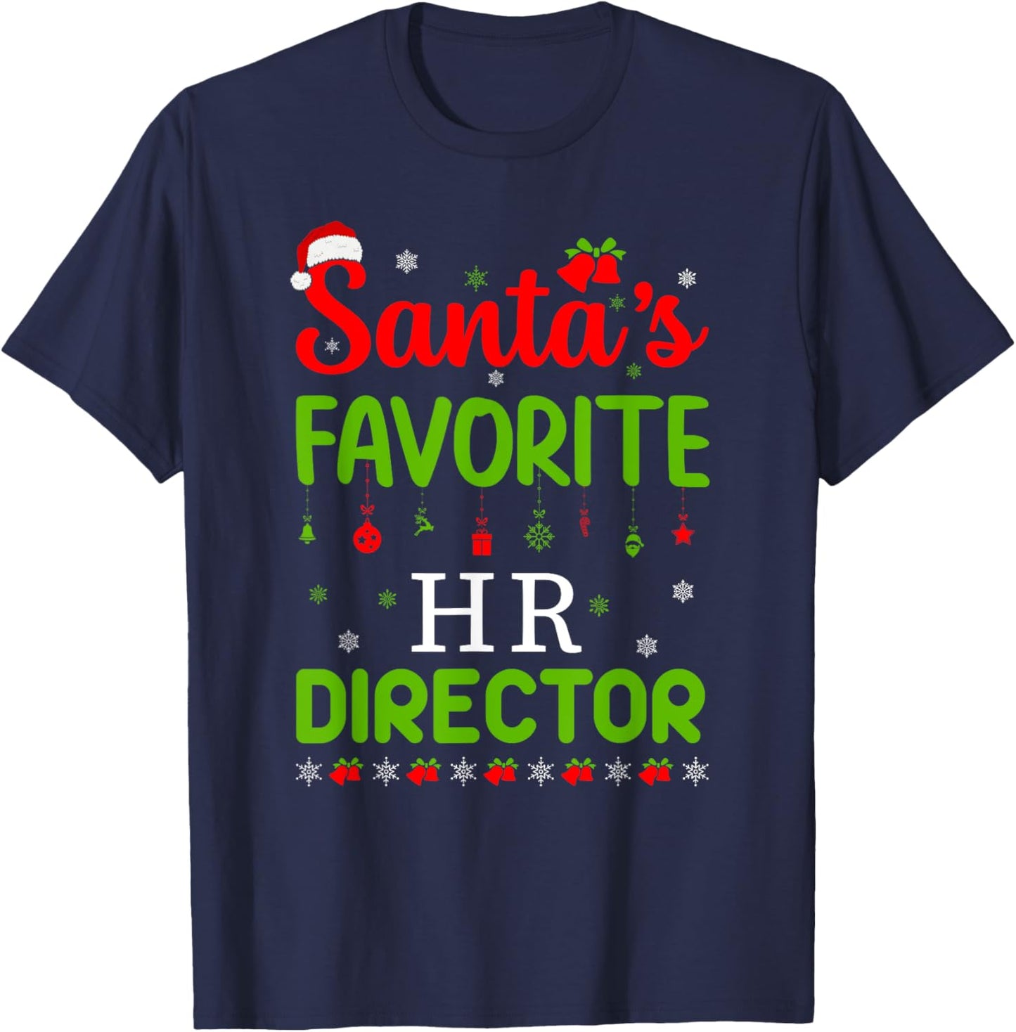 Christmas Santa's Favorite Hr Director Cute Merry Xmas Party T-Shirt - T-Shirt | Navy