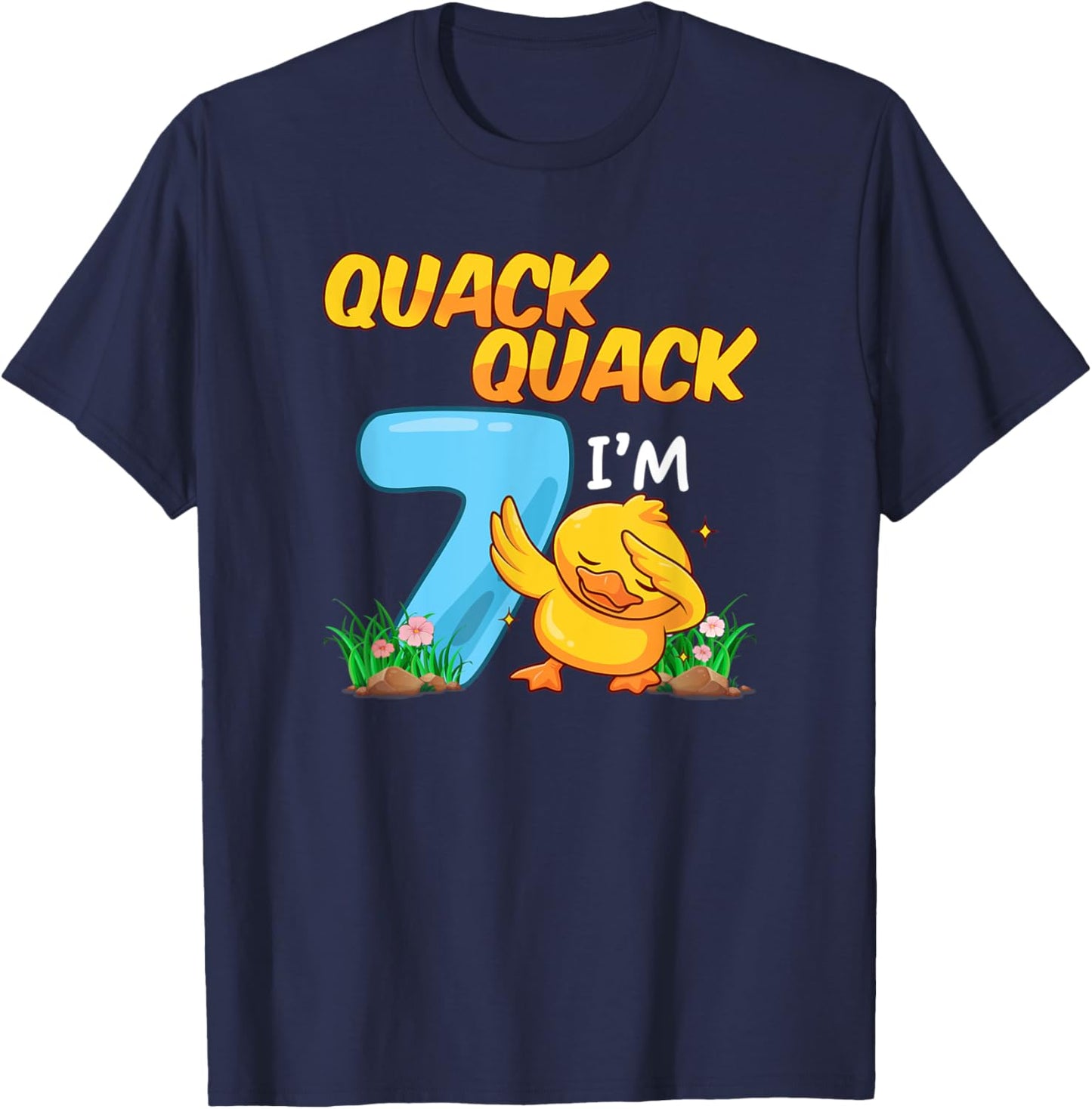 7 Year Old Gifts Boys Girls Teens Dabbing Duck 7th Birthday T-Shirt - T-Shirt | Navy