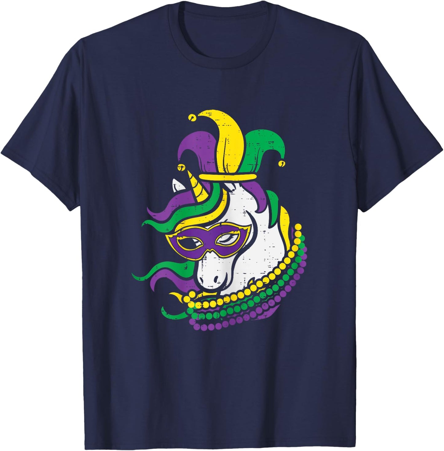 Mardi Gras Unicorn Cute Outfit Girls Kids Toddlers T-Shirt - T-Shirt | Navy