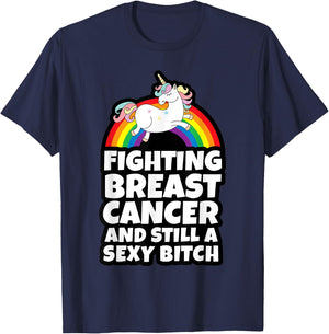 Fighting Breast Cancer Sexy Bitch Gay Pride Unicorn T-Shirt - T-Shirt | Navy